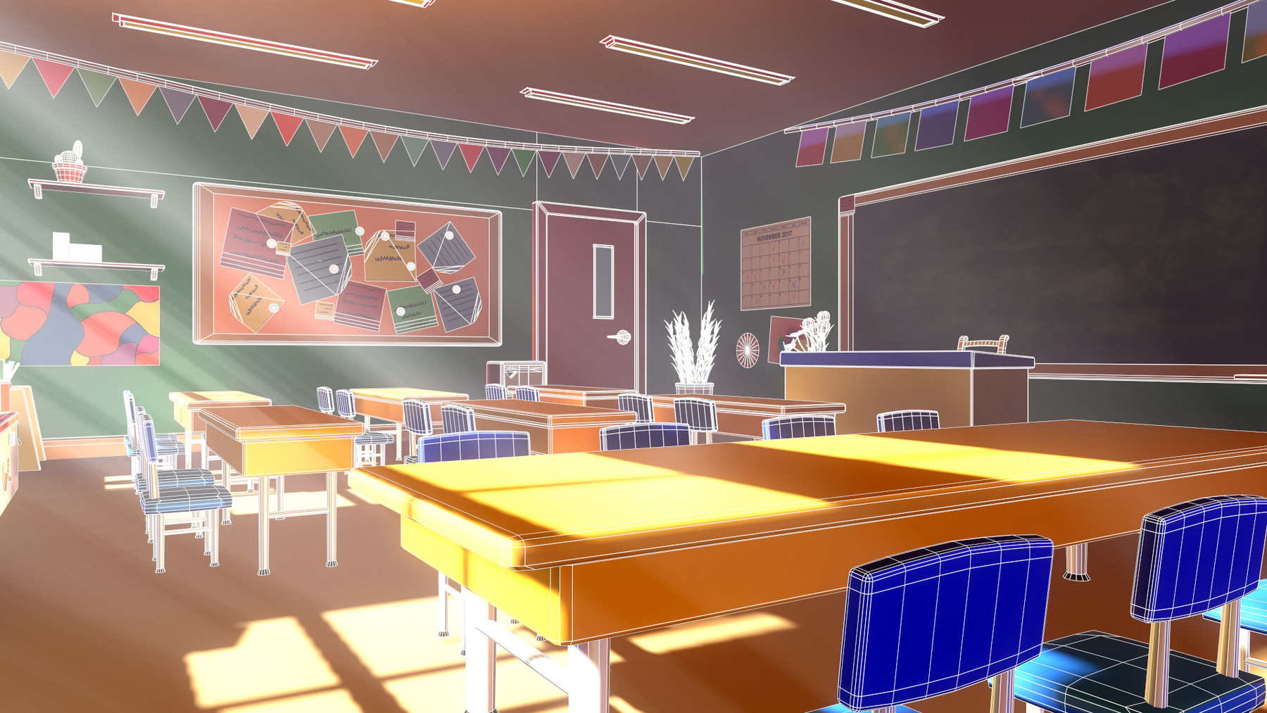 ArtStation - Asset - Cartoons - Background - Classroom - 02 3D model