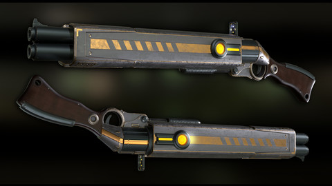 Weapon Sci_fi, low poly models,Substance Painter project