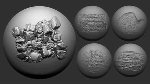 30 Stone and Brick brushes for zbrush