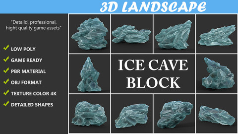 Low poly Ice Block Formation Pack B-190421