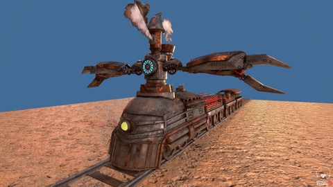 Steampunk Battle Robot Train