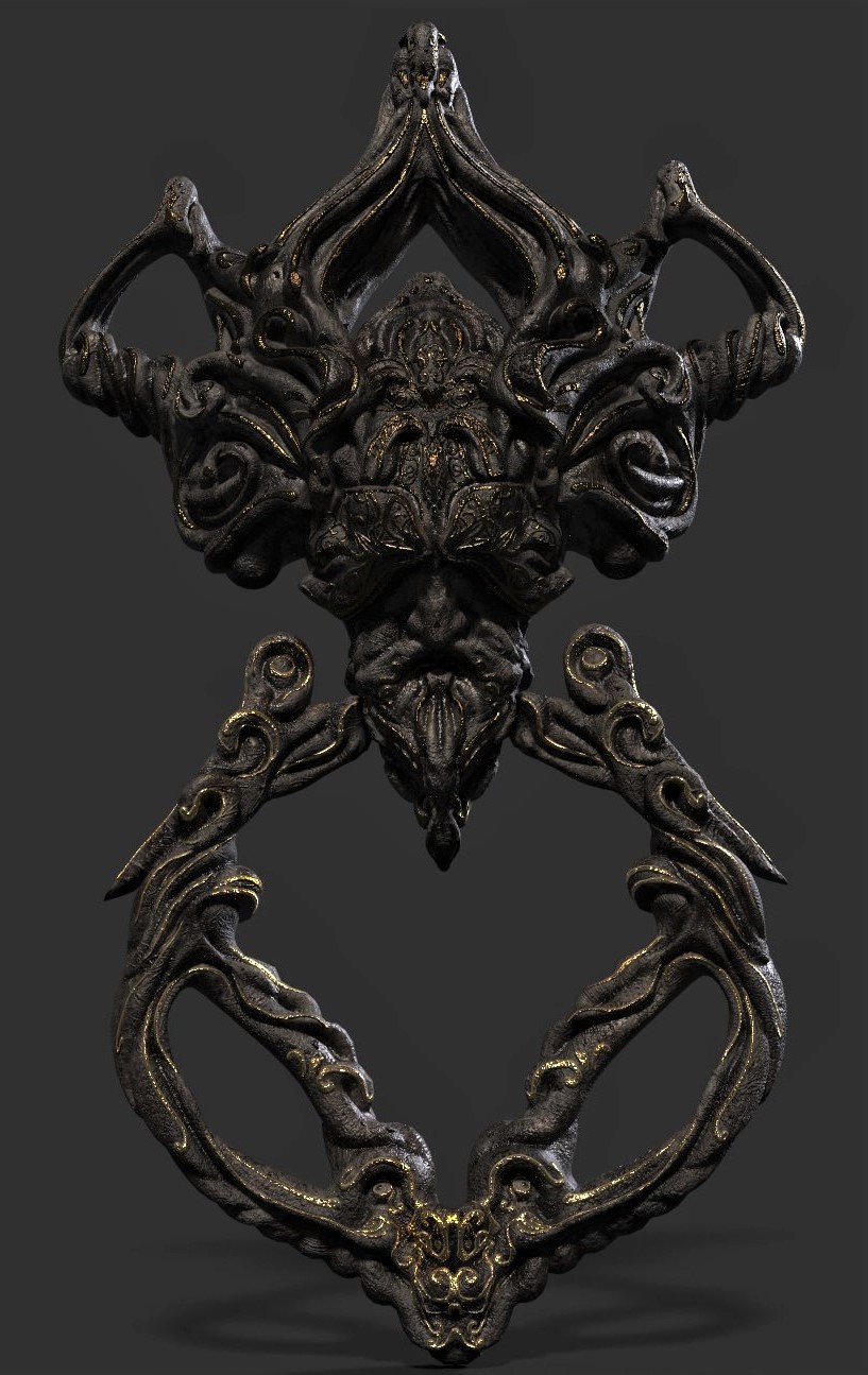 ArtStation - Gothic Fantasy Head Door Knob Game-ready 3D Asset (UE4 ...