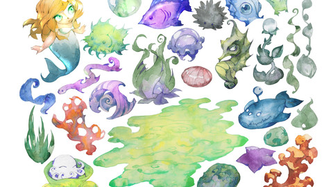 Watercolor aquarium set