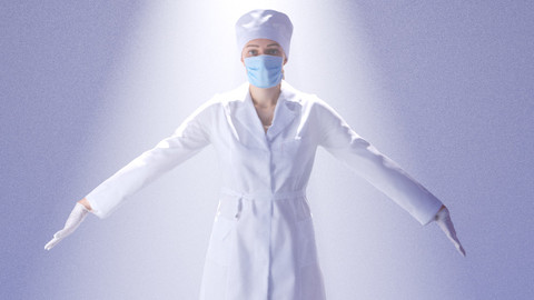 Scanned rigged female medical nurse 01