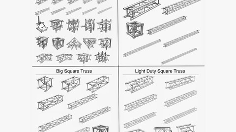 Square Light Trusses Collection - 50 PCS Modular