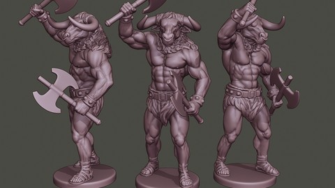 Minotaur Warrior Stand2 two Axes