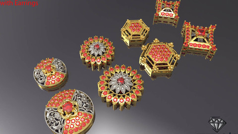 Multi Shaped Pendants with Earrings Total 8 Pieces 3D print model