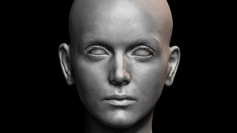 High detailed female face with UV and low poly Low-poly 3D model