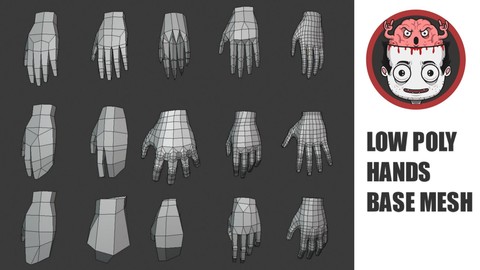 Low poly hands base mesh