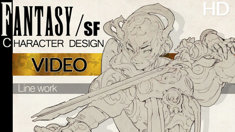 Fantasy Character design Linework process  Video + with some text.