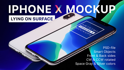iPhone X Mockup - Lying On Surface