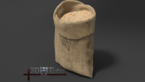 Food Sack Grain Open 3D Model