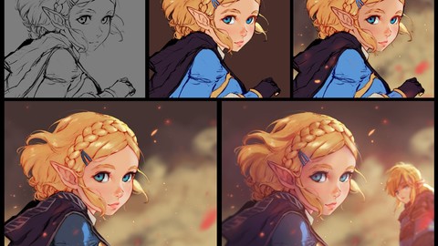 Zelda fanart painting process