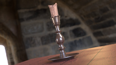 High Poly Candle and Base 3D Model