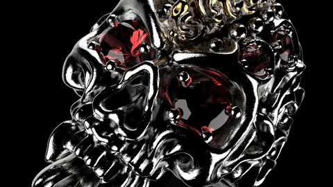 Badass Gothic Punk Skull Ring With Setting  CAD  3D Model