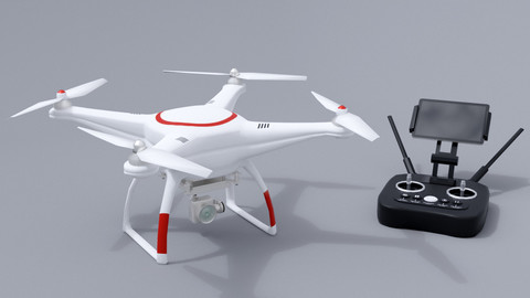 White drone with remote control