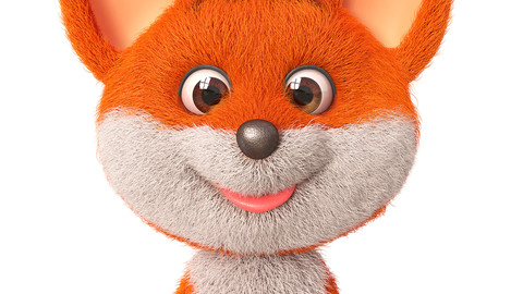 3d illustration funny little Fox