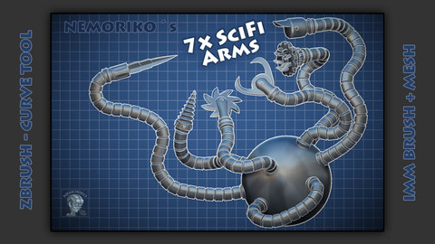 Zbrush Scifi Arm IMM Brush (TriParts) + Mesh