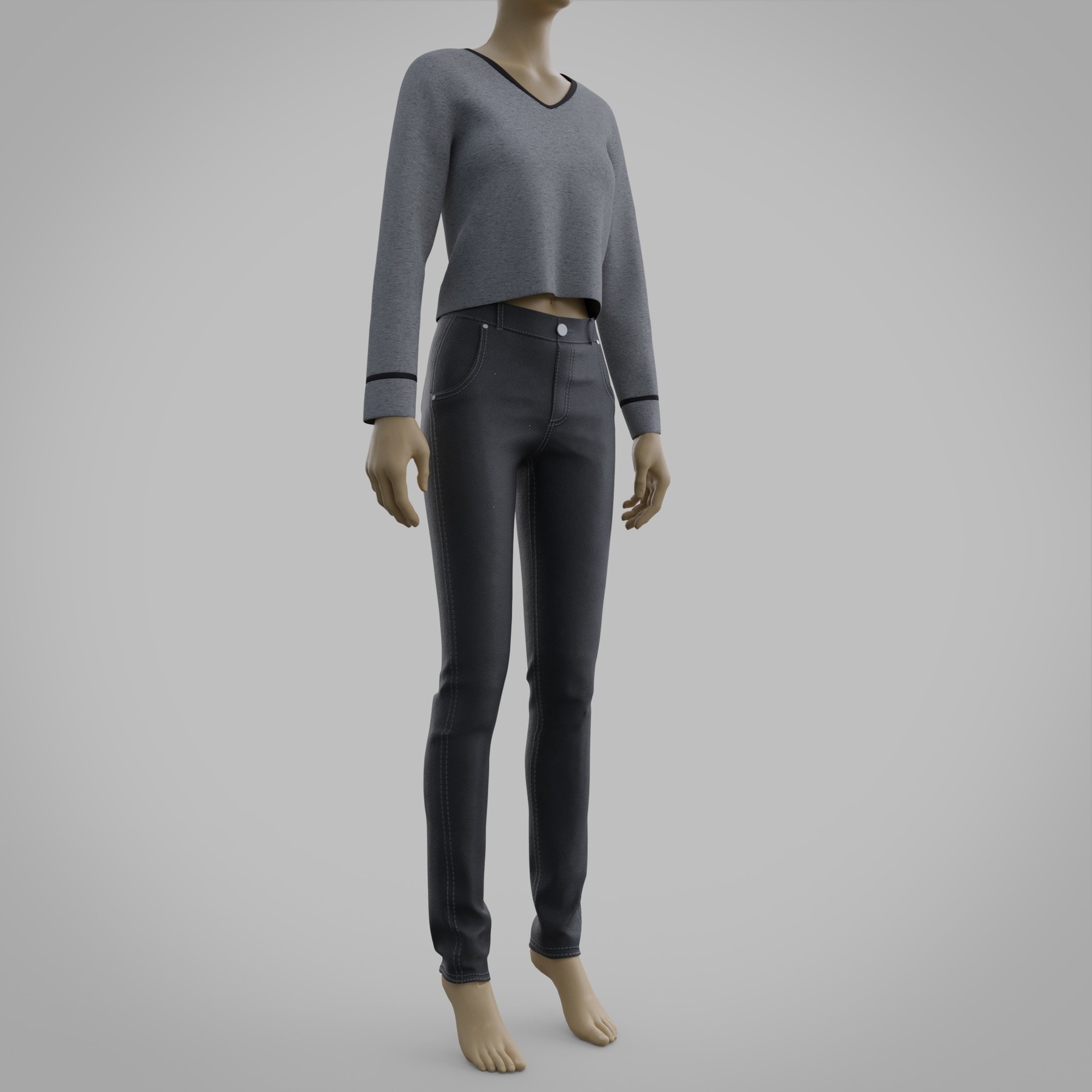 ArtStation - 3D casual outfit - denim pants and sweater | Resources