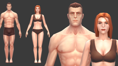 Low poly body base meshes