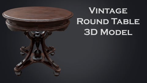 Vintage round table 3d model