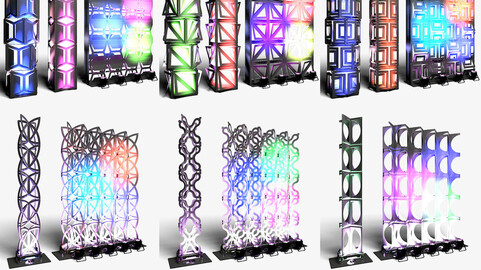 Stage Decor Collection 03 - Modular Wall Column 9 PCS