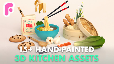15+ Hand-painted 3D Kitchen Assets