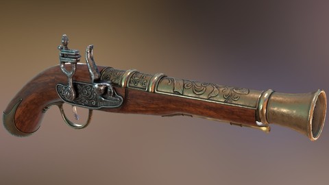 Pirate's Flint Lock Gun ( Individual parts,Textures Sets )