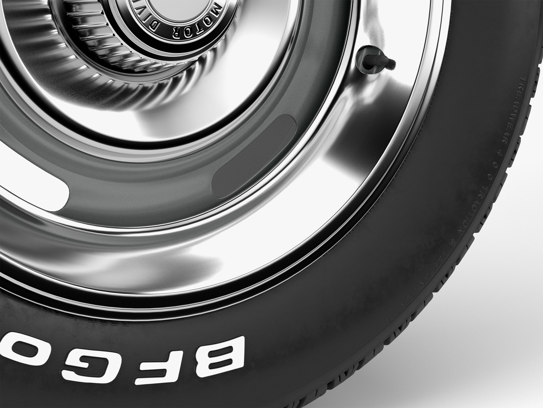 BFGoodrich Radial T/A Tire GM Rally Wheel w/ Trim (15 x 7-inch) Highly deta...