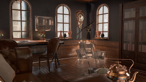 Steampunk interior props