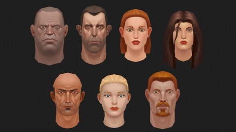 Low poly heads+textures 2
