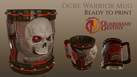 Ogre Warrior Mug STL + Obj