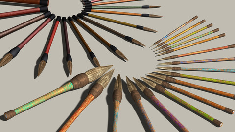 3D Long-Tipped Brushes