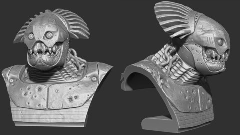 Mecha Bust 3D Print Ready - .ZPR, .OBJ, .STL files