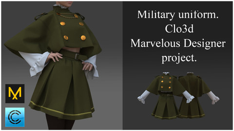 Military uniform. Clo3d, Marvelous Designer project.