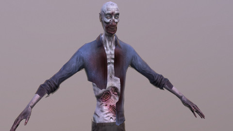 Low poly zombie with animations