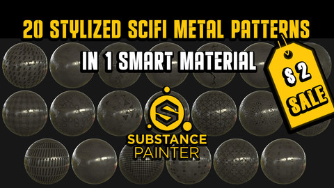 20 Stylized SciFi Metal Patterns in 1 Smart Material | Early Bird Pricing $2!