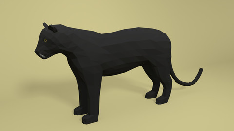 Low Poly Cartoon Black Panther