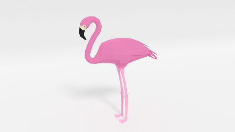 Low Poly Cartoon Flamingo