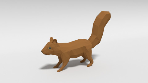 Low Poly Cartoon Squirrel