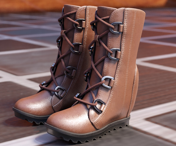 ArtStation Download Women's Brown Leather Boots in Blender Cycles 2.