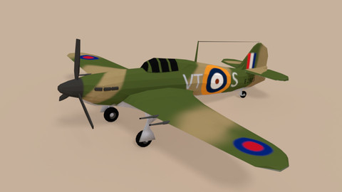 Low Poly Hawker Hurricane MK II WW2