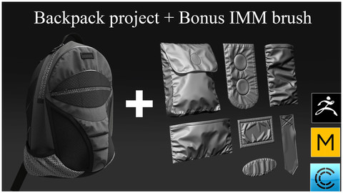 Backpack+bonus (Insert mesh brush) Marvelous designer, Clo3d, Zbrush
