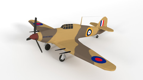 Low Poly Hawker Hurricane MK IIC WW2 Airplane