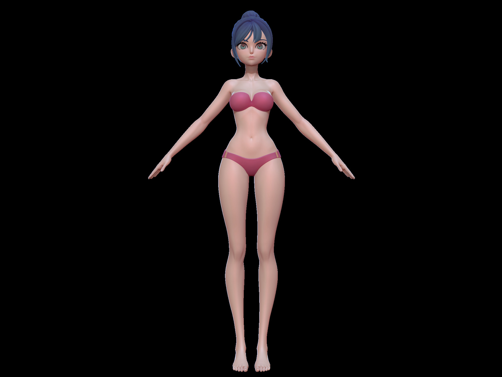 Anime Girl 3D Base Mesh model Free Clothes Hair | 3D model