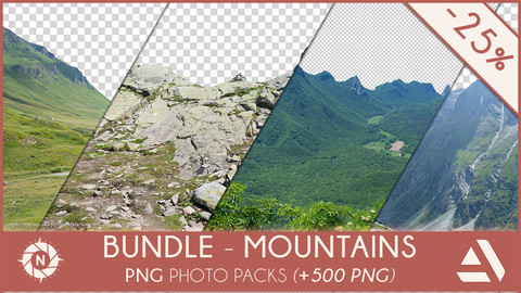Bundle - 6 PNG Photo Packs:  Mountains & Rocks