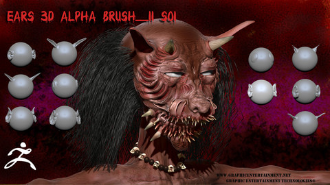 Ears 3D alpha Brush _11 SO1 (ZBrush)