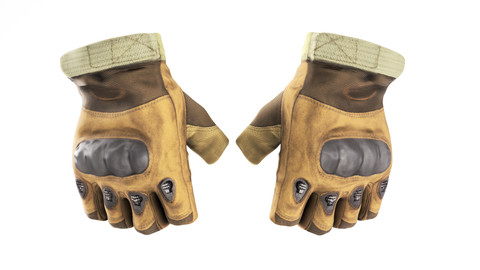 Half finger military leather gloves with PBR textures 07