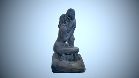Mother and Child Gustav Vigeland Low-poly 3D model.