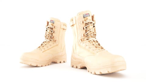 Military boots of color sand with PBR textures 15